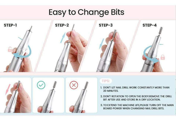 Planet Gates 35000RPM Portable Rechargeable Electric Nail Drill Machine File Pedicure Equipment Manicure Kit Nail Gel Art Polishing Tools