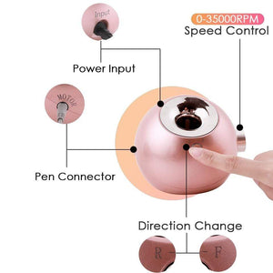 Planet Gates 35000RPM Portable Rechargeable Electric Nail Drill Machine File Pedicure Equipment Manicure Kit Nail Gel Art Polishing Tools