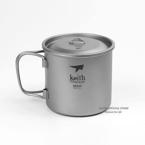Planet Gates 350ml Outdoor Titanium Water Mugs With Folding Handles Titanium Lids Drinkware Camping Cups Ultralight Travel Mug 300ml-900ml