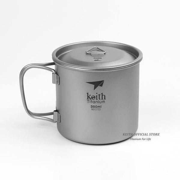 Planet Gates 350ml Outdoor Titanium Water Mugs With Folding Handles Titanium Lids Drinkware Camping Cups Ultralight Travel Mug 300ml-900ml