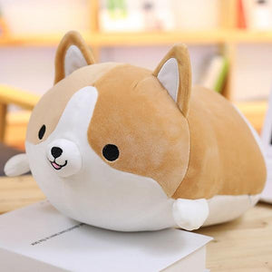 Planet Gates 35cm / brown Cute Corgi Dog doll pillow Shiba Inu plush toy  holding sleeping doll Stuffed animal pillow gift for baby 35cm