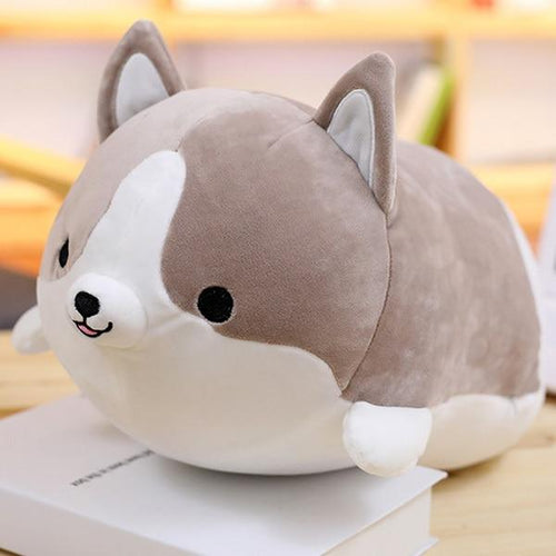 Planet Gates 35cm / gray Cute Corgi Dog doll pillow Shiba Inu plush toy  holding sleeping doll Stuffed animal pillow gift for baby 35cm
