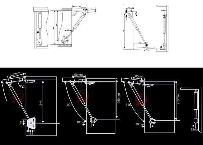 Planet Gates 35KG/350N Bed Hydraulic Hinge Force Lift Support Furniture Gas Spring Cabinet Door Kitchen Cupboard Hinges For Hardware