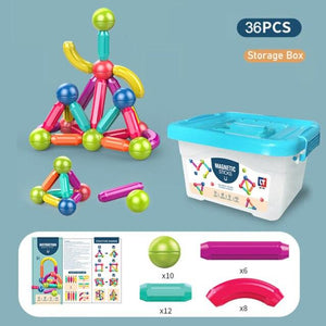 Planet Gates 36 magnetic blocks Baby Magnetic Building Blocks Balls Constructor Magnet Sticks Blocks Set Montessori Toys for Boy Girl Birthday Gift 2 to 4 Years