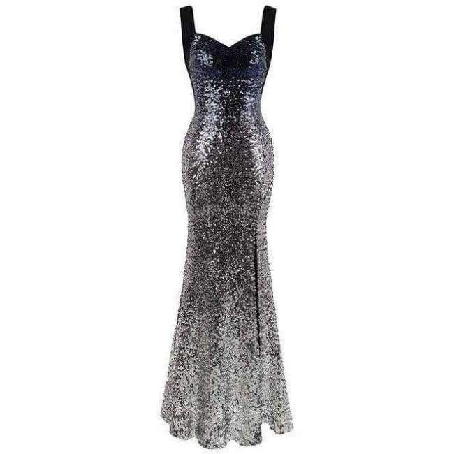 Planet Gates Angel-fashions Sequined Gradient Sash Hollow Out Celebrity Dress Long Evening Dresses Blue 360 382