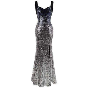 Planet Gates 360 blue gray / 18 Angel-fashions Sequined Gradient Sash Hollow Out Celebrity Dress Long Evening Dresses Blue 360 382