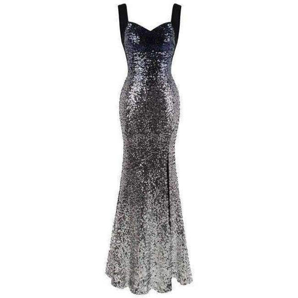 Planet Gates 360 blue gray / 18 Angel-fashions Sequined Gradient Sash Hollow Out Celebrity Dress Long Evening Dresses Blue 360 382