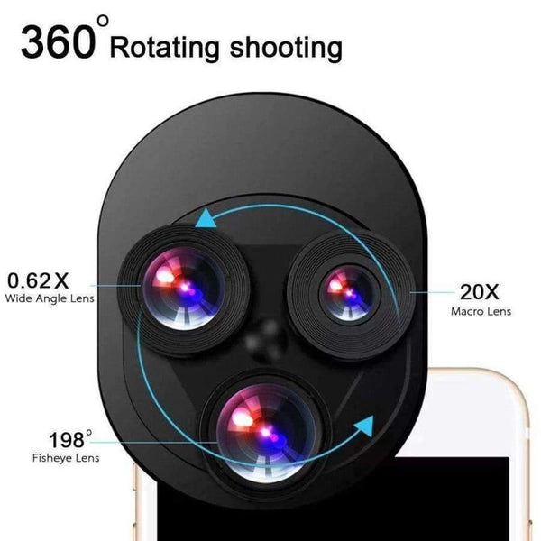 Planet Gates 360 Rotation Phone Lens Wide Angle + Macro + Fisheye 3 in 1 Camera for Smartphone iPhone Samsung Huawei Xiaomi Mobile