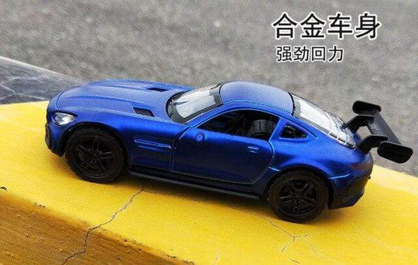 Planet Gates 3611B-1-Blue Alloy Pull Back Car 1:39 Simulation Sports Car Door Open Sound and Light Car Model