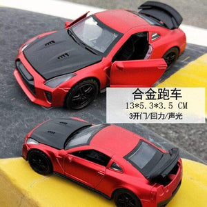 Planet Gates 3611B-1-Red Alloy Pull Back Car 1:39 Simulation Sports Car Door Open Sound and Light Car Model