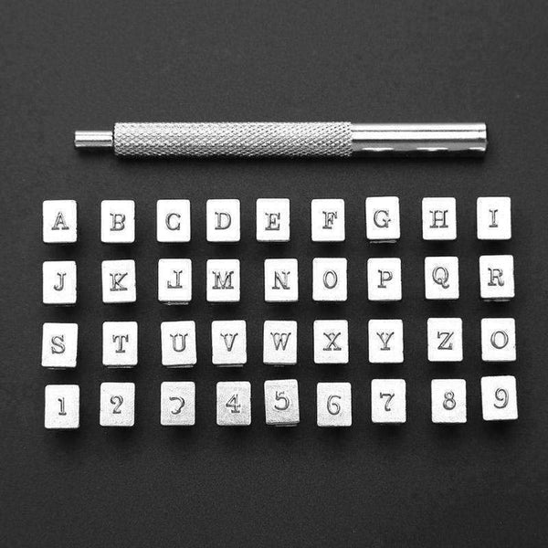 Planet Gates 36Pcs Alphabet Letter Leather Stamper Set 3mm/6mm Steel Punch Metal Leather Punching Tools for DIY Leather Craft Tools