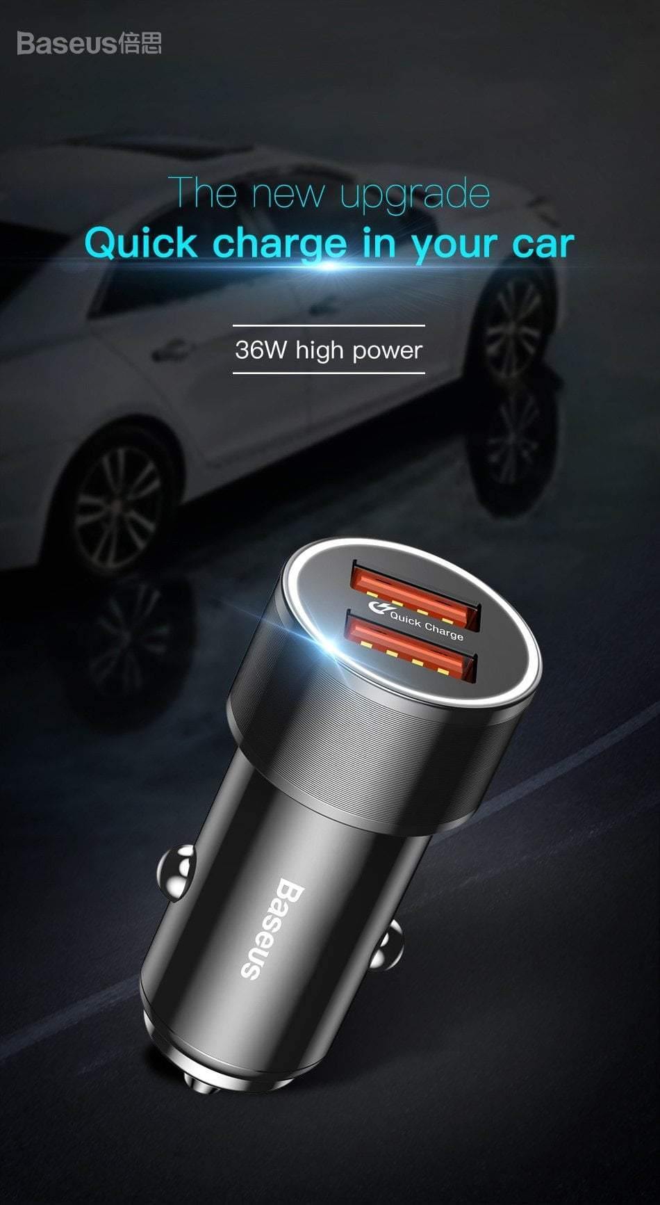 Planet Gates 36W Dual USB Quick Charge QC 3.0 Car Charger For iPhone USB Type-C PD Fast Charger Mobile Phone Quick Charger Car-Charger