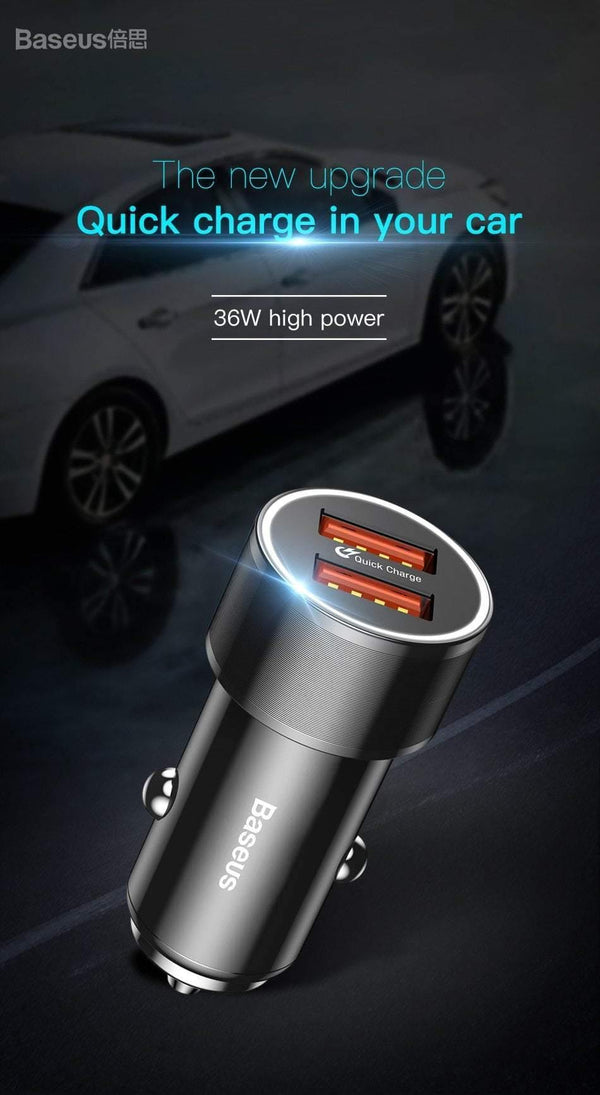 Planet Gates 36W Dual USB Quick Charge QC 3.0 Car Charger For iPhone USB Type-C PD Fast Charger Mobile Phone Quick Charger Car-Charger