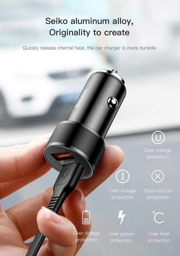 Planet Gates 36W Dual USB Quick Charge QC 3.0 Car Charger For iPhone USB Type-C PD Fast Charger Mobile Phone Quick Charger Car-Charger