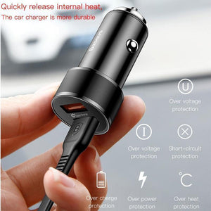 Planet Gates 36W Dual USB Quick Charge QC 3.0 Car Charger For iPhone USB Type-C PD Fast Charger Mobile Phone Quick Charger Car-Charger