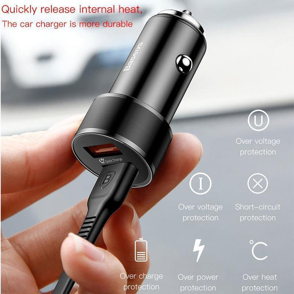 Planet Gates 36W Dual USB Quick Charge QC 3.0 Car Charger For iPhone USB Type-C PD Fast Charger Mobile Phone Quick Charger Car-Charger