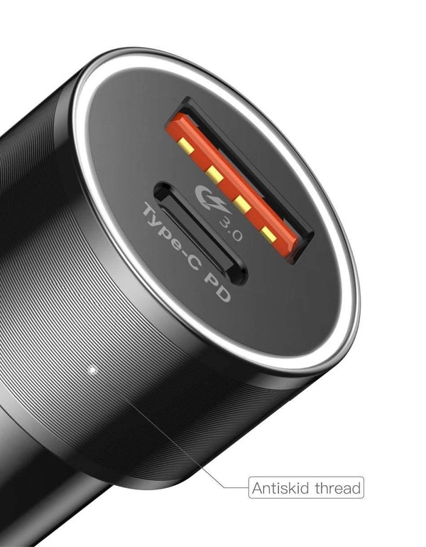 Planet Gates 36W Dual USB Quick Charge QC 3.0 Car Charger For iPhone USB Type-C PD Fast Charger Mobile Phone Quick Charger Car-Charger