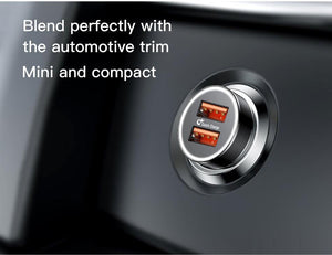 Planet Gates 36W Dual USB Quick Charge QC 3.0 Car Charger For iPhone USB Type-C PD Fast Charger Mobile Phone Quick Charger Car-Charger