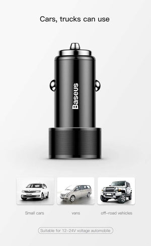Planet Gates 36W Dual USB Quick Charge QC 3.0 Car Charger For iPhone USB Type-C PD Fast Charger Mobile Phone Quick Charger Car-Charger