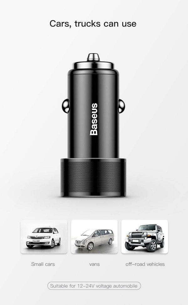 Planet Gates 36W Dual USB Quick Charge QC 3.0 Car Charger For iPhone USB Type-C PD Fast Charger Mobile Phone Quick Charger Car-Charger