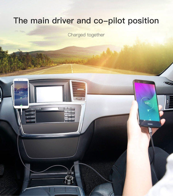 Planet Gates 36W Dual USB Quick Charge QC 3.0 Car Charger For iPhone USB Type-C PD Fast Charger Mobile Phone Quick Charger Car-Charger