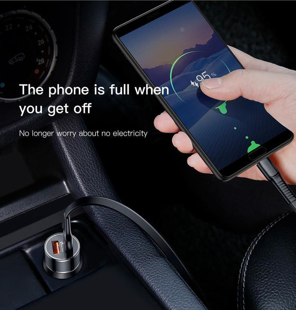 Planet Gates 36W Dual USB Quick Charge QC 3.0 Car Charger For iPhone USB Type-C PD Fast Charger Mobile Phone Quick Charger Car-Charger