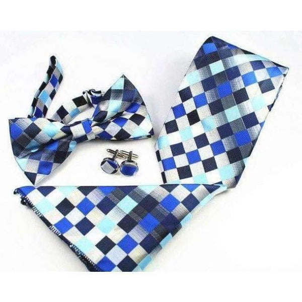 Planet Gates 37 GUSLESON New Plaid Paisley Tie Set 100% Silk Jacquard Mens Necktie Gravata Hanky Cufflinks Bowtie Set Mens Tie for Wedding Party