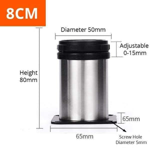 Planet Gates 370803 Height 80mm Stainless Steel Furniture Leg Adjustable Table Feet Replacement Cabinet Sofa Metal Foot With Screws Furniture Hardware