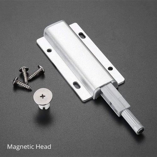 Planet Gates 371101 Silver-Magnetic Head-201526811 Aluminum Alloy Push To Open Cabinet Catches Door Stops Magnetic Touch Stop Kitchen Invisible Cabinet Pulls Cabinet Hardware
