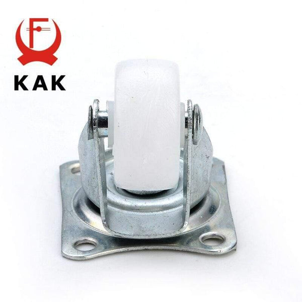 Planet Gates 371103 4pcs KAK-7425 10KG Universal Swivel Casters 1" Wheels Castor White PP Nylon Dual Roller Wheel For Platform Trolley Chair