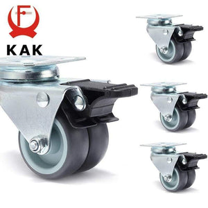 Planet Gates 371103 4pcs KAK Swivel Mute Wheel Caster Replacement 2 Inches 60KG Soft Rubber Safe Roller Furniture Wheels for Trolley Dining Table