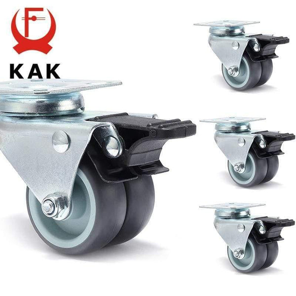 Planet Gates 371103 4pcs KAK Swivel Mute Wheel Caster Replacement 2 Inches 60KG Soft Rubber Safe Roller Furniture Wheels for Trolley Dining Table