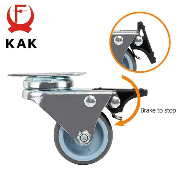 Planet Gates 371103 4pcs KAK Swivel Mute Wheel Caster Replacement 2 Inches 60KG Soft Rubber Safe Roller Furniture Wheels for Trolley Dining Table