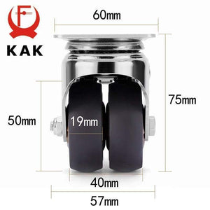 Planet Gates 371103 4pcs KAK Swivel Mute Wheel Caster Replacement 2 Inches 60KG Soft Rubber Safe Roller Furniture Wheels for Trolley Dining Table