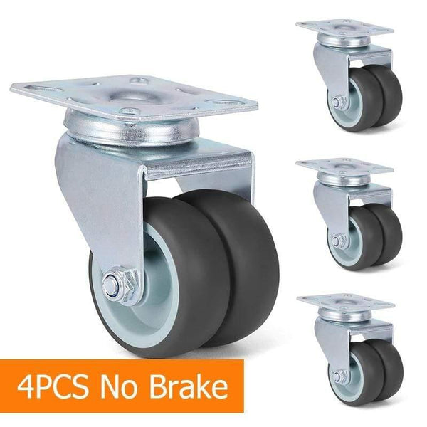 Planet Gates 371103 4PCS No Brake 4pcs KAK Swivel Mute Wheel Caster Replacement 2 Inches 60KG Soft Rubber Safe Roller Furniture Wheels for Trolley Dining Table
