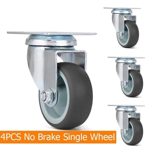 Planet Gates 371103 4PCS Single Wheels 4pcs KAK Swivel Mute Wheel Caster Replacement 2 Inches 60KG Soft Rubber Safe Roller Furniture Wheels for Trolley Dining Table