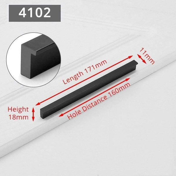 Planet Gates 371104 4102-160 Fashion Black Hidden Cabinet Handles Aluminum Alloy Kitchen Handles Cupboard Pulls Drawer Knobs Furniture Room Door Hardware