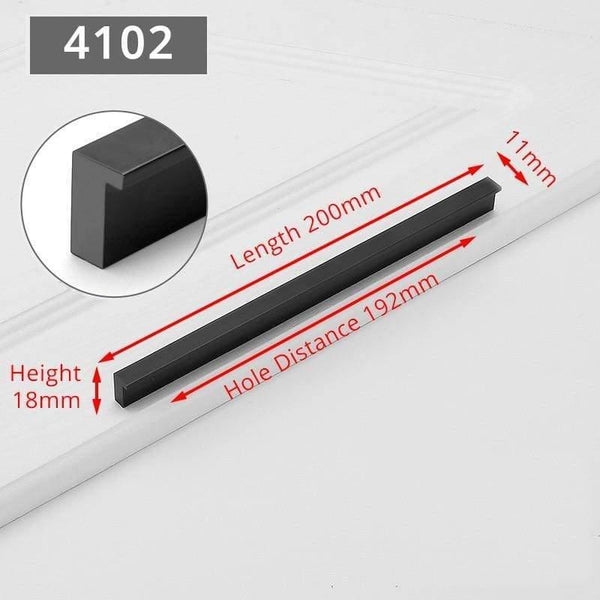 Planet Gates 371104 4102-192 Fashion Black Hidden Cabinet Handles Aluminum Alloy Kitchen Handles Cupboard Pulls Drawer Knobs Furniture Room Door Hardware