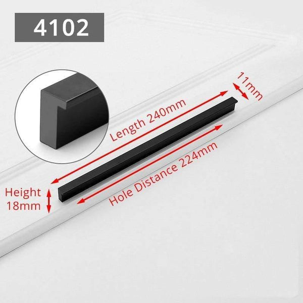 Planet Gates 371104 4102-224 Fashion Black Hidden Cabinet Handles Aluminum Alloy Kitchen Handles Cupboard Pulls Drawer Knobs Furniture Room Door Hardware