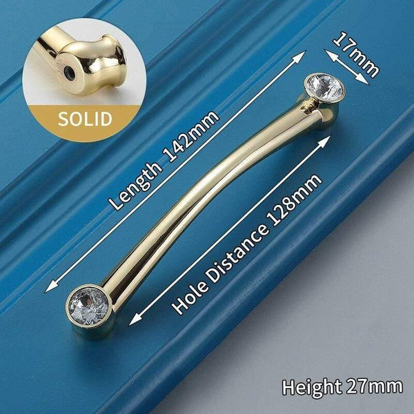 Planet Gates 371104 6729-128 Gold Crystal Knobs Kitchen Cabinet Handles Shoebox Closet Door Pulls Drawer Knobs Wardrobe Pullers with Screws Hardware