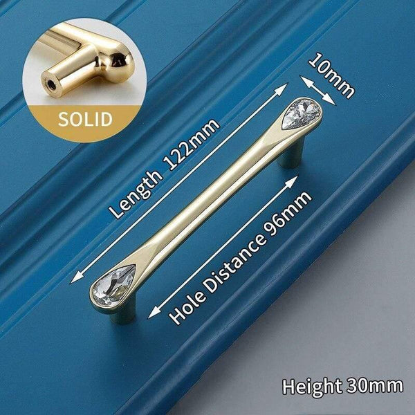 Planet Gates 371104 6732-96 Gold Crystal Knobs Kitchen Cabinet Handles Shoebox Closet Door Pulls Drawer Knobs Wardrobe Pullers with Screws Hardware