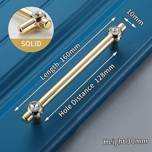 Planet Gates 371104 6733-128 Gold Crystal Knobs Kitchen Cabinet Handles Shoebox Closet Door Pulls Drawer Knobs Wardrobe Pullers with Screws Hardware