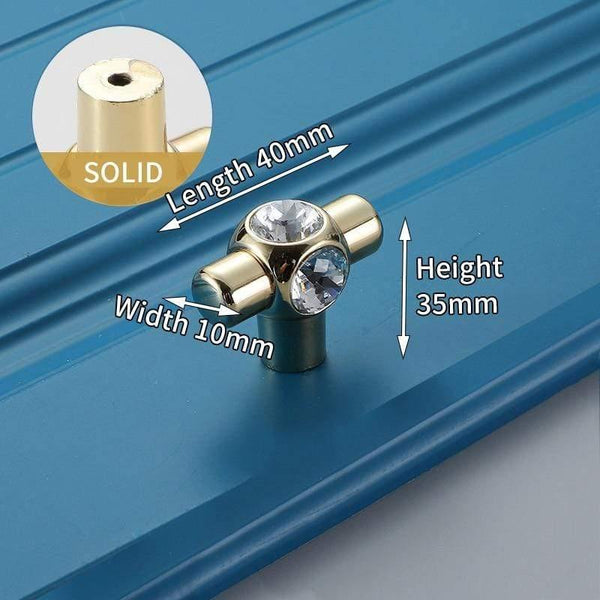 Planet Gates 371104 6733 Gold Crystal Knobs Kitchen Cabinet Handles Shoebox Closet Door Pulls Drawer Knobs Wardrobe Pullers with Screws Hardware