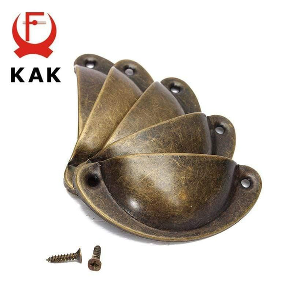 Planet Gates 371104 8PCS Bronze Metal Handles 50x20mm ZAKKA Box Pulls Mini Drawer Knobs Shell Cabinet Handle Antique Brass Furniture Handle