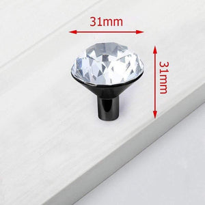 Planet Gates 371104 Black Single Hole- B Luxury Diamond Crystal Handles Shoebox Cabinet Handles Closet Dresser Drawer Knobs Wardrobe Pulls Pullers Furniture Hardware