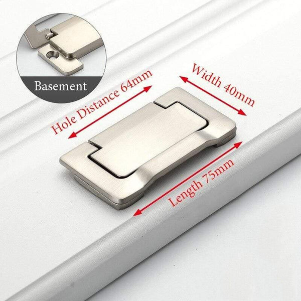 Planet Gates 371104 Brushed Silver Hidden Tatami Door Handle Floor Handle Bench Drawer Knobs Zinc Alloy Black Door Pulls Kitchen Cabinet Handle Hardware