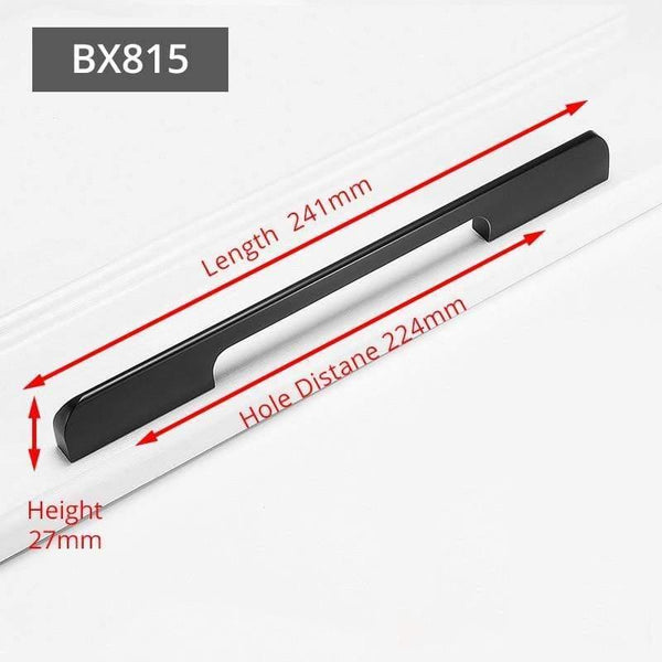 Planet Gates 371104 BX815-224 Fashion Black Hidden Cabinet Handles Aluminum Alloy Kitchen Handles Cupboard Pulls Drawer Knobs Furniture Room Door Hardware