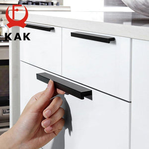 Planet Gates 371104 Fashion Black Hidden Cabinet Handles Aluminum Alloy Kitchen Handles Cupboard Pulls Drawer Knobs Furniture Room Door Hardware