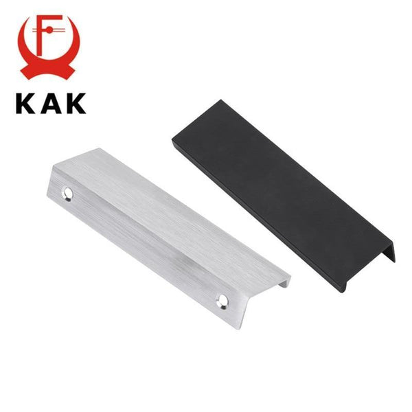 Planet Gates 371104 Fashion Black Hidden Cabinet Handles Aluminum Alloy Kitchen Handles Cupboard Pulls Drawer Knobs Furniture Room Door Hardware