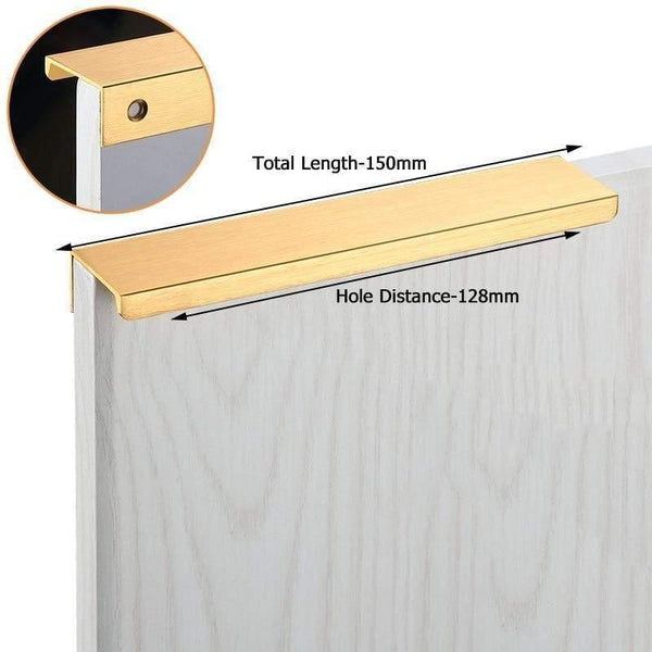 Planet Gates 371104 Gold-Length 150mm Fashion Black Hidden Cabinet Handles Aluminum Alloy Kitchen Handles Cupboard Pulls Drawer Knobs Furniture Room Door Hardware